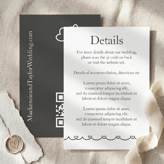 Wedding Whimsical Doodles Grey and White Begleitkarte