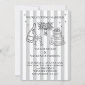 Wedding Whimsical Doodles Grey and White Einladung (Vorderseite)
