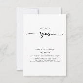Wedding Whimsy Script sagte sie Yes Brautparty Einladung (Vorderseite)
