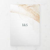 Wedding White All in one set Emerald Green Roses Dreifach Gefaltete Einladung (Cover)