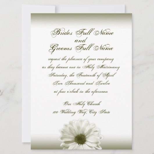 Wedding White Antique Daisy Einladung (Vorderseite)