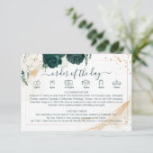 Wedding White Details Emerald Green Rose Floral Begleitkarte (Stehend Vorderseite)