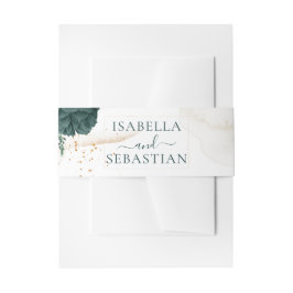 Wedding White Emerald Green Rose Floral Einladungsbanderole