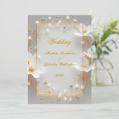 Wedding White Gold Modern Sophisticated Classy Einladung (Stehend Vorderseite)