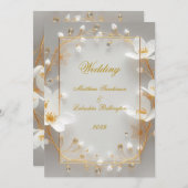 Wedding White Gold Modern Sophisticated Classy Einladung (Vorne/Hinten)