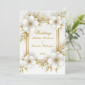 Wedding White Gold Schöne moderne und raffiniert Einladung (Stehend Vorderseite)