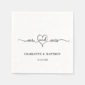 Wedding white mr mrs Herz Skript einfach Serviette (Vorderseite)