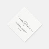 Wedding white mr mrs Herz Skript einfach Serviette (Ecke)