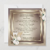 Wedding White Rose Champagne Gold Bronze Einladung (Rückseite)