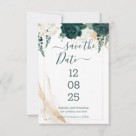 Wedding White Save the Date Emerald Green