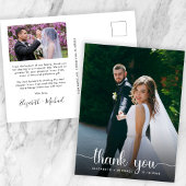 Wedding White Script Foto Overlay Vielen Dank Postkarte