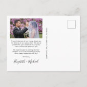 Wedding White Script Foto Overlay Vielen Dank Postkarte (Rückseite)