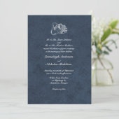 Wedding White Swan Navy Blue Einladung (Stehend Vorderseite)