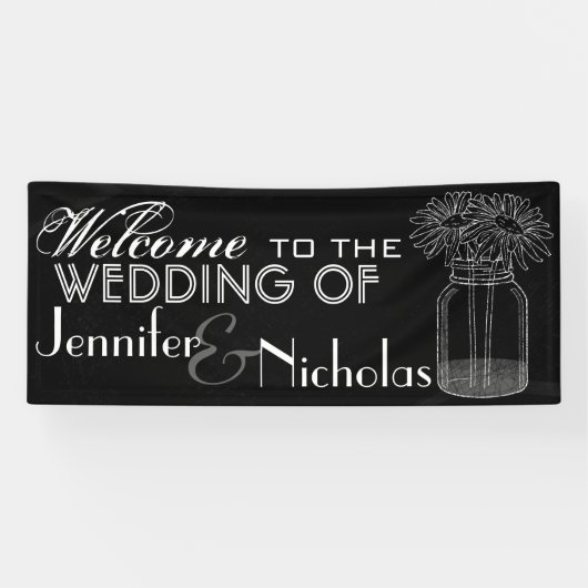 Wedding willkommene Tafel und Weckglas Banner (Horizontal)