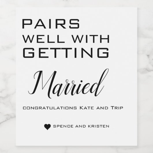 Wedding Wine Label, Engagement Gift, Pairs well Weinetikett (Einzelnes Label)