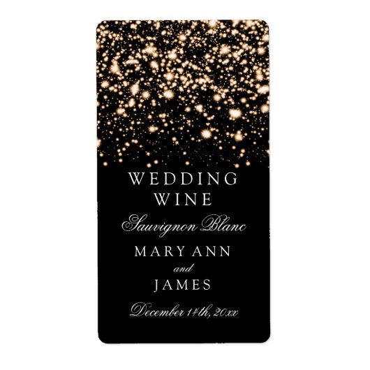 Wedding Wine Label Gold Midnight Glam (Vorne)