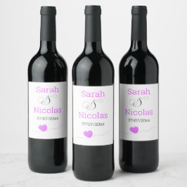 Wedding wine label personalized minimalist  weinetikett