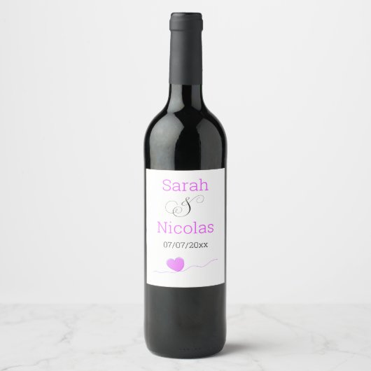 Wedding wine label personalized minimalist  weinetikett (Vorderseite)
