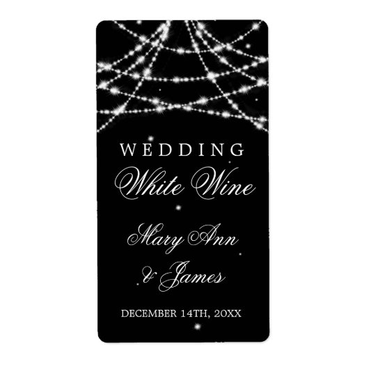 Wedding Wine Label Sparkling String Black (Vorne)