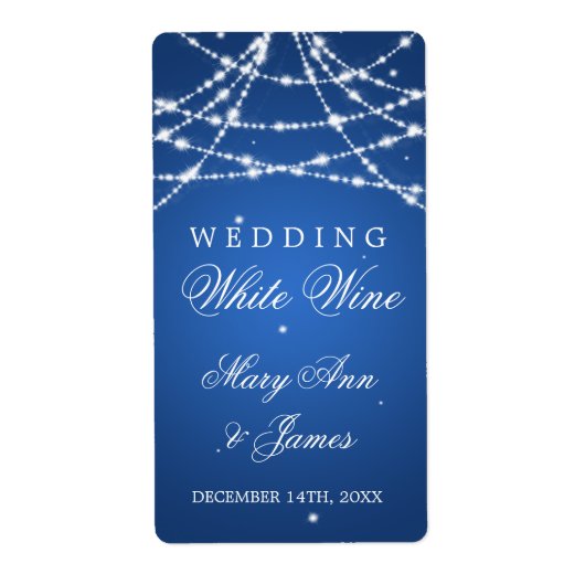 Wedding Wine Label Sparkling String Blue (Vorne)