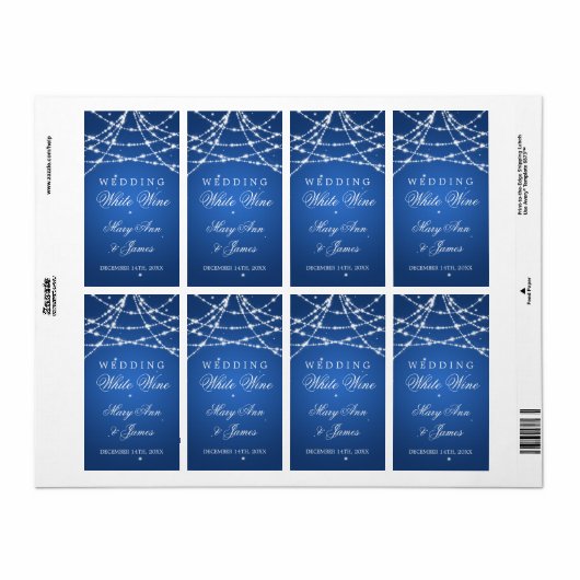 Wedding Wine Label Sparkling String Blue (Vorne)