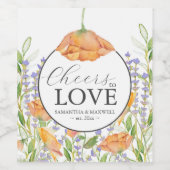 Wedding Wine Labels Elegant Watercolor Wildflowers Weinetikett (Einzelnes Label)