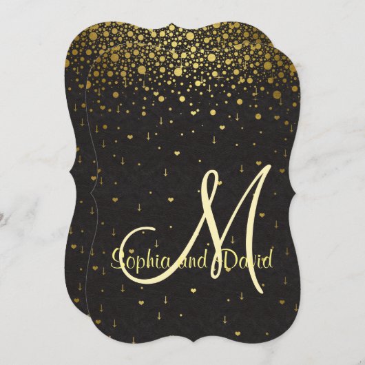 Wedding Wird Gold Glam Confetti Einladung (Vorne/Hinten)