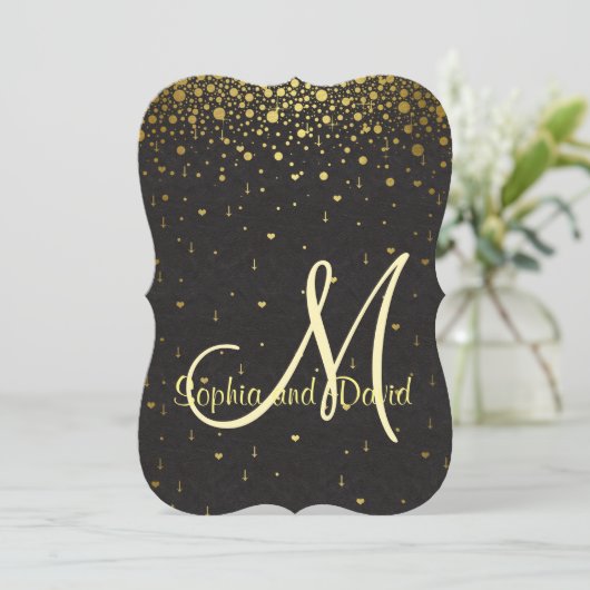 Wedding Wird Gold Glam Confetti Einladung (Stehend Vorderseite)