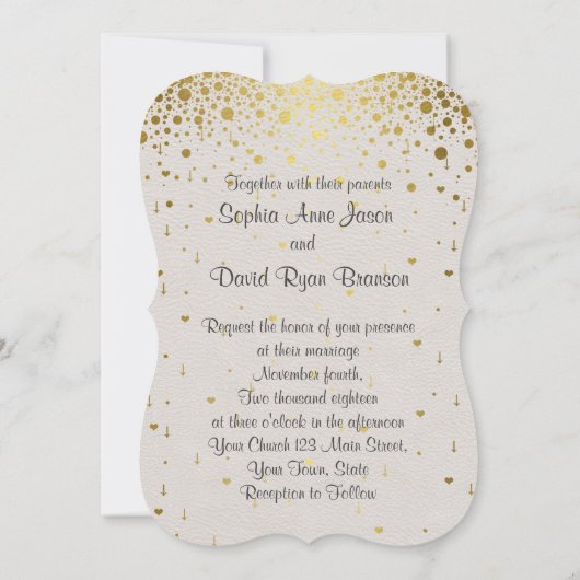 Wedding Wird Gold Glam Confetti Einladung (Rückseite)