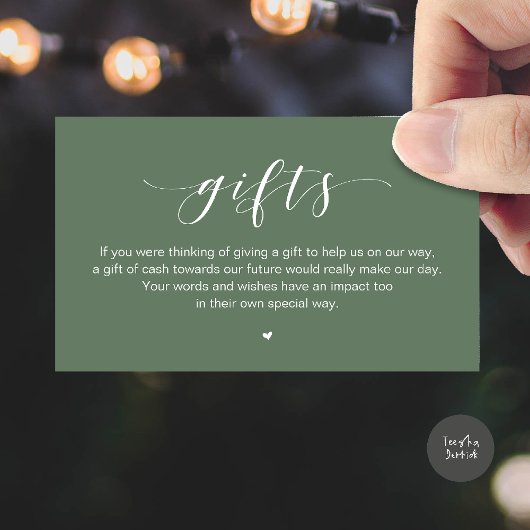 Wedding Wishing Well, A Note On Gifts Begleitkarte