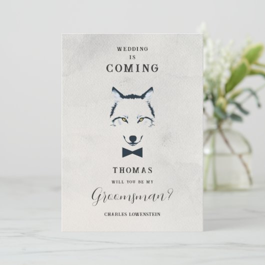 Wedding Wolf Groomsman Grey Shades Proposal (Stehend Vorderseite)
