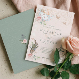 Wedding Wonderland Vintage Alice im Wunderland Einladung