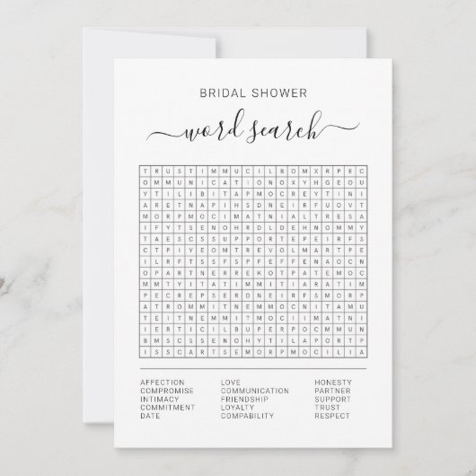 Wedding Word Scramble Bridal Shower Game Printable Einladung (Vorderseite)