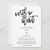 Wedding Worth the Wait Black Script weiß Save The Date (Vorderseite)