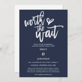 Wedding Worth the Wait Script Navy White Save The Date (Vorne/Hinten)