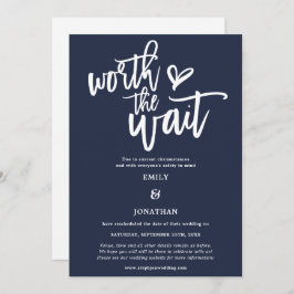 Wedding Worth the Wait Script Navy White Save The Date