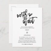 Wedding Worth the Wait Script Save the Date Ankündigungspostkarte (Vorne/Hinten)