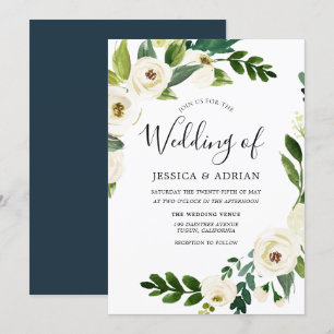 Wedding Wreath Weiße Blume Grüne Leaf Einladung