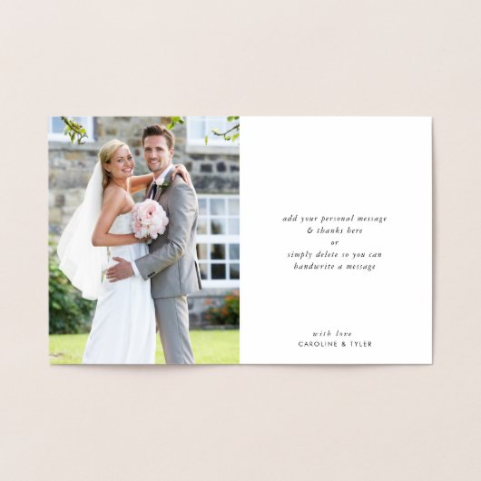 WEDEDANKEN DANKEN Paar frisch vermählte Liebe Folienkarte (Innenseite)