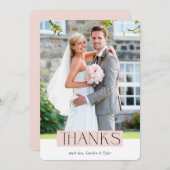 WEDEDKS DANKS Foto moderne schicke Serien rot Rosa Dankeskarte (Vorne/Hinten)