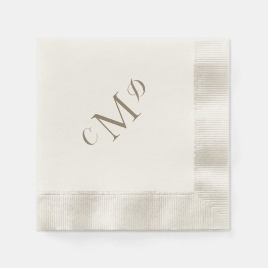 Wedelgoldgemische Monogramm Creme Cocktail Serviette (Vorderseite)