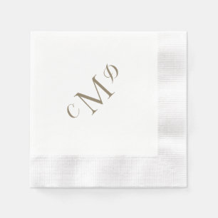 Wedelgoldgemische Monogramm Weißer Cocktail Serviette