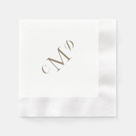 Wedelgoldgemische Monogramm Weißer Cocktail Serviette (Vorderseite)