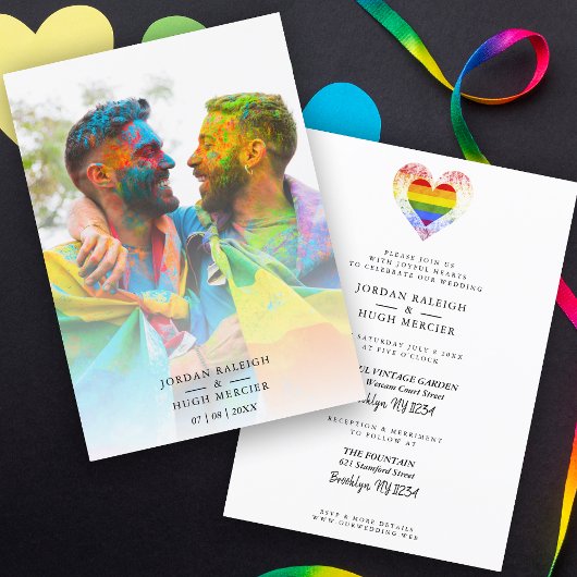 Wedelknopf LGBT Verlobtes Foto Einladung