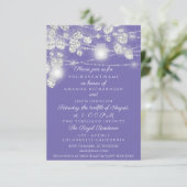 Wedellicht Jars Glitzer Grau Lila Violett Einladung (Stehend Vorderseite)