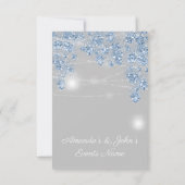 Wedellicht Jars Rustikaler Glitzer Blau Grau Einladung (Rückseite)