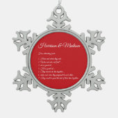 Wedeln Couple Fun Fakten benutzerdefinierte Skript Schneeflocken Zinn-Ornament (Vorderseite)