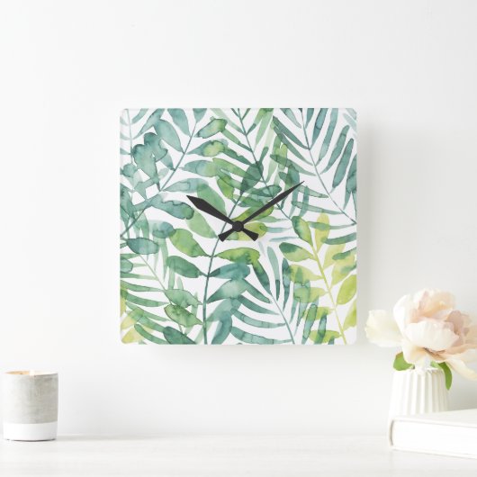 WedelWaltz - Palmen-Wedel-Blätter Quadratische Wanduhr (Zuhause)