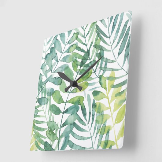 WedelWaltz - Palmen-Wedel-Blätter Quadratische Wanduhr (Winkel)