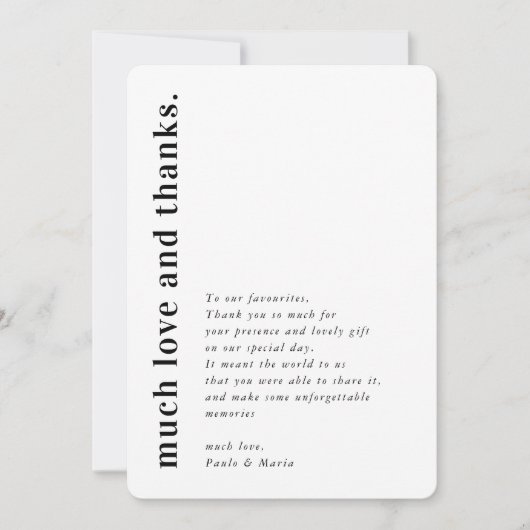 WEDEN DANKS Foto einfache moderne Seitenbotschaft Einladung (Vorderseite)